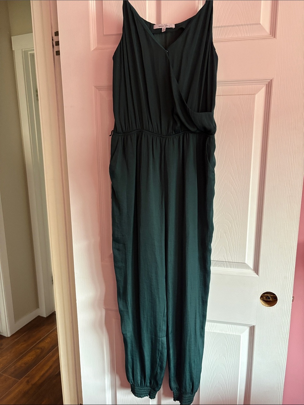 Naked Zebra Dark Teal Long-Sleeve Jumpsuit Dress